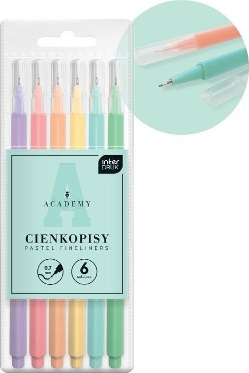 Cienkopisy pastelowe Academy 6 kolorów