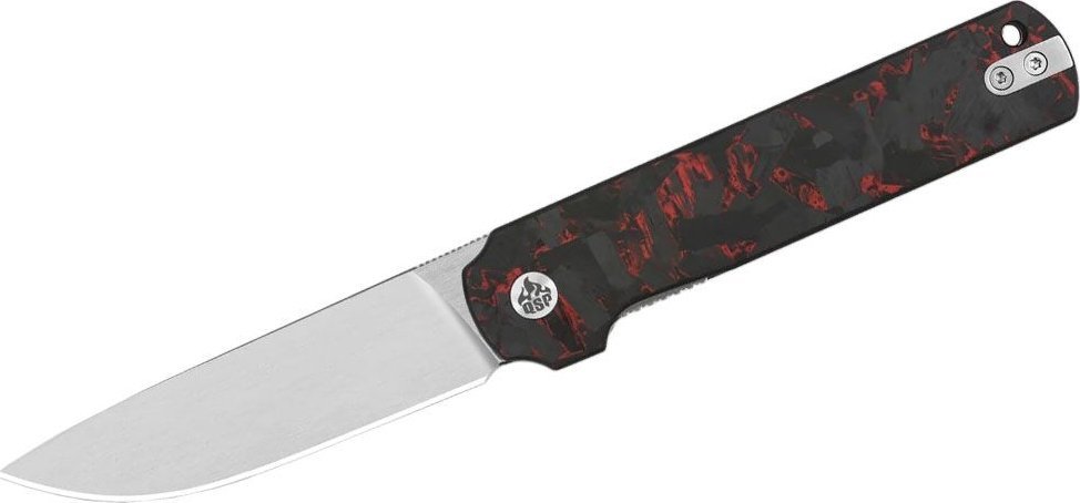 QSP Knife QSP LARK SHREDDED CF OVERLAY G-10 QS144-D Red