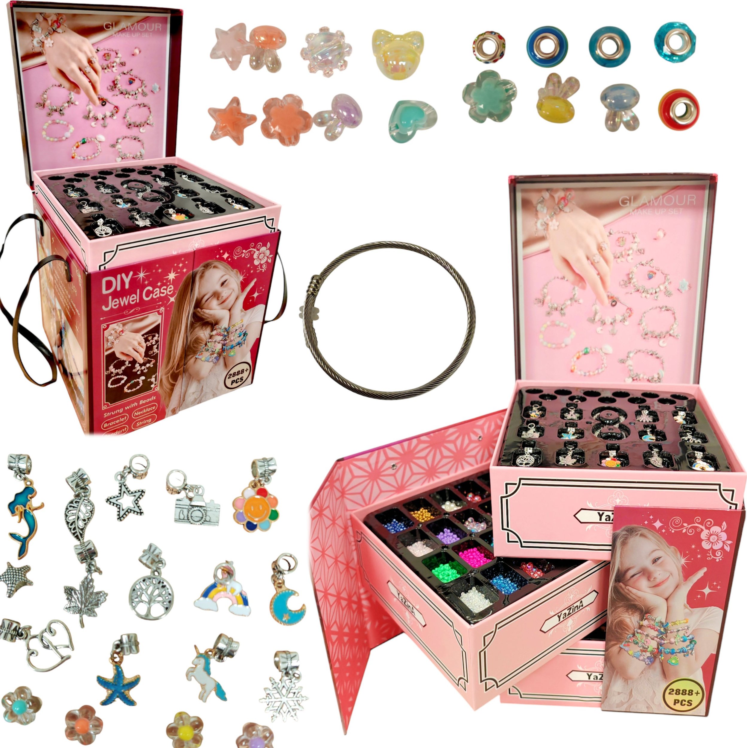 Coil zestaw do robienia biŻuterii naszyjniki charmsy bransoletki w duŻym kuferku