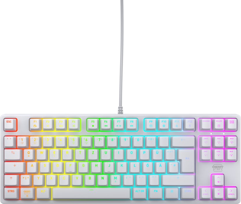 CHERRY XTRFY K4V2 - Tastatur - RGB - 80% - TKL - Hintergrundbeleuchtung - USB - QWERTZ - Deutsch - Tastenschalter: CHERRY MX2A Red - weiss