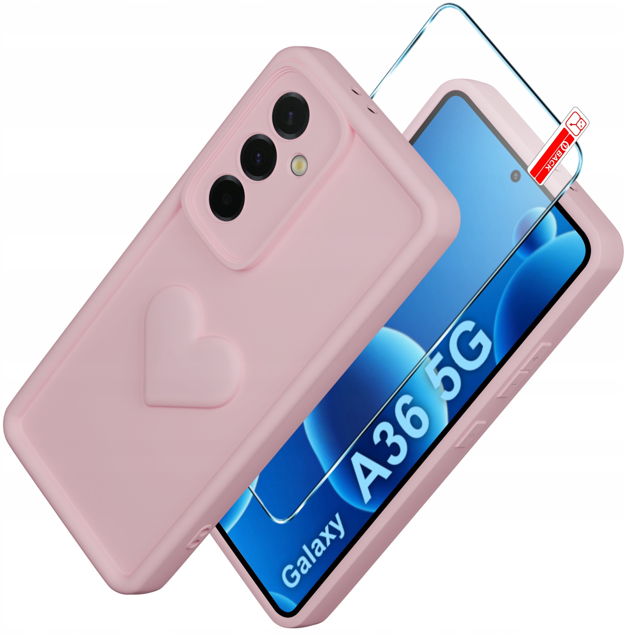 Etui do Samsung A36 5G silikonowe MATOWE serce + Szkło ochronne 9H