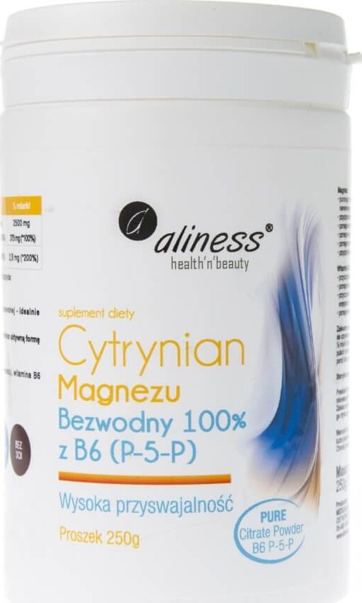 Aliness Aliness Cytrynian Magnezu bezwodny z B6 (P-5-P) proszek - 250 g