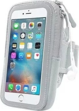 Nieznany Opaska etui na ramię do biegania na telefon 4,7" - szara Uniwersalny