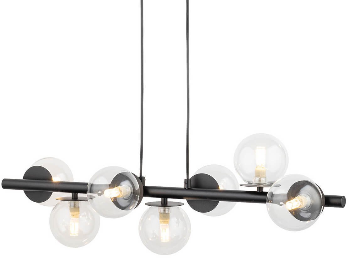 Jadalniana lampa wisząca Avola 40792 bańki na listwie czarna transparentna