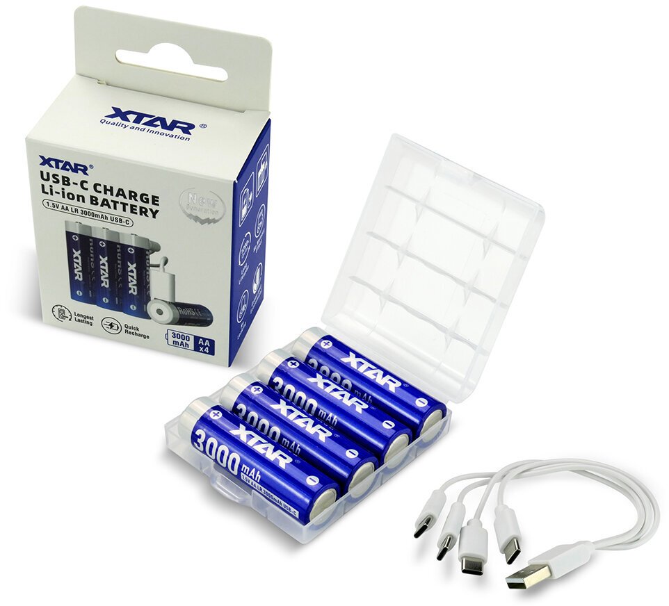 Xtar Akumulator R6 / AA 1,5V Li-ion 3000mAh z zabezpieczeniem z portem USB-C - 4 sztuki