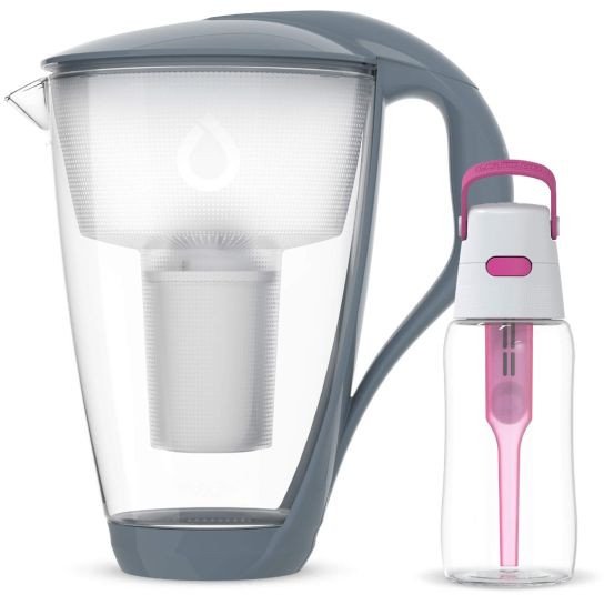 Szklany Dzbanek Dafi CRYSTAL Stalowy Classic z Różową Butelką Solid 0,5