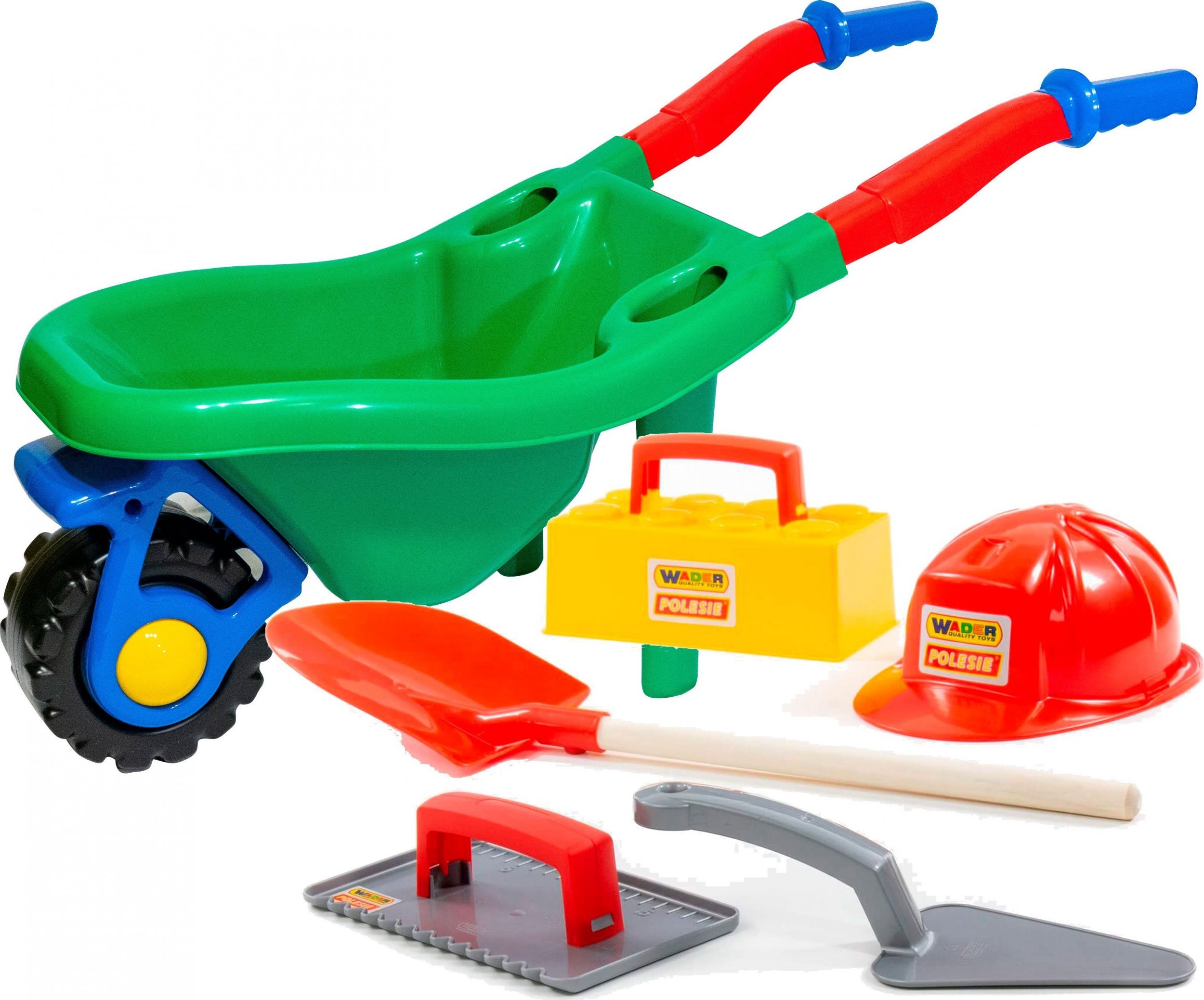 Duża taczka do piasku ogrodowa + zestaw kamieniarz 5 elementów