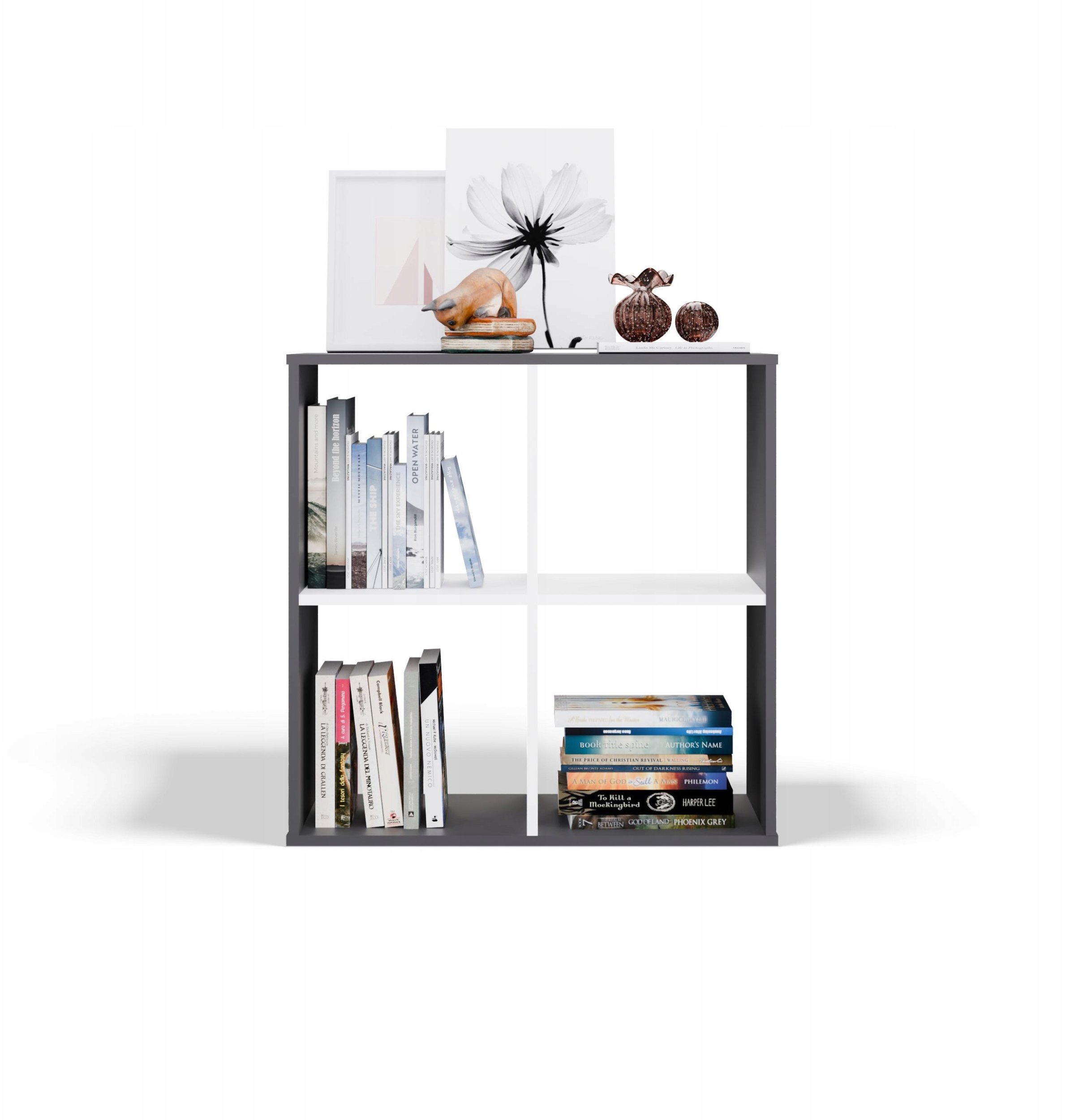 Regał Malax 2x2 ANTRACYT BIAŁY