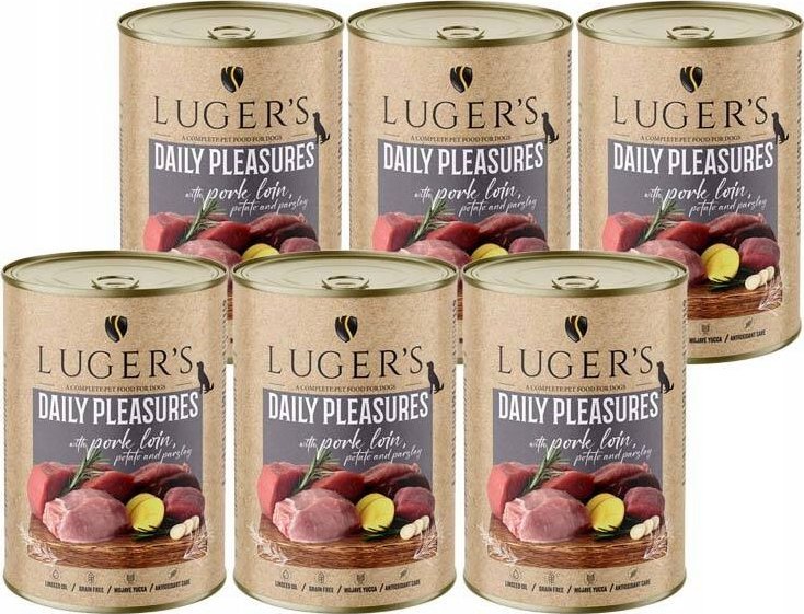 Karma mokra dla psa Luger's Daily Pleasures ze schabem wieprzowym, ziemniakiem i pietruszką zestaw 6 x 400 g