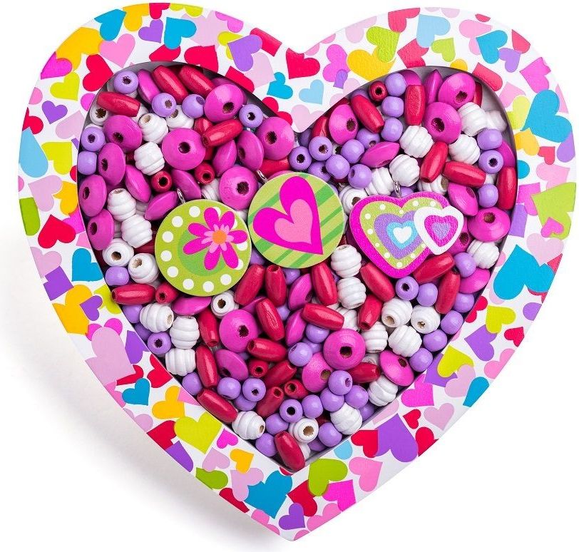 Woodyland Koraliki drewniane z ramką serce