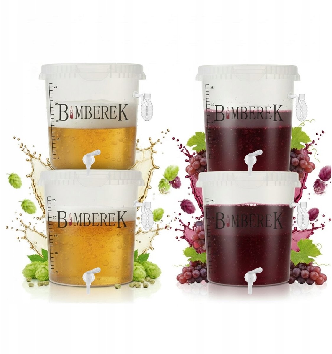 Bimberek Pojemnik fermentacyjny 33L Z KRANEM i BOCZNĄ RURKĄ - PIĘTROWANIE