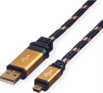 Kabel USB Roline USB-A - miniUSB 0.8 m Złoty (11.02.8821)