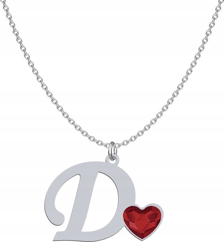 Radziszewska Jewellery Srebrny Naszyjnik LITERA D z sercem DEDYKACJA GRAT