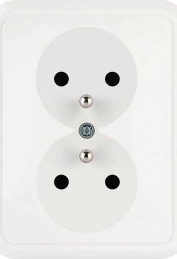 Karlik Liza gniazdo podwójne z uziemieniem białe (GPT-2Z)