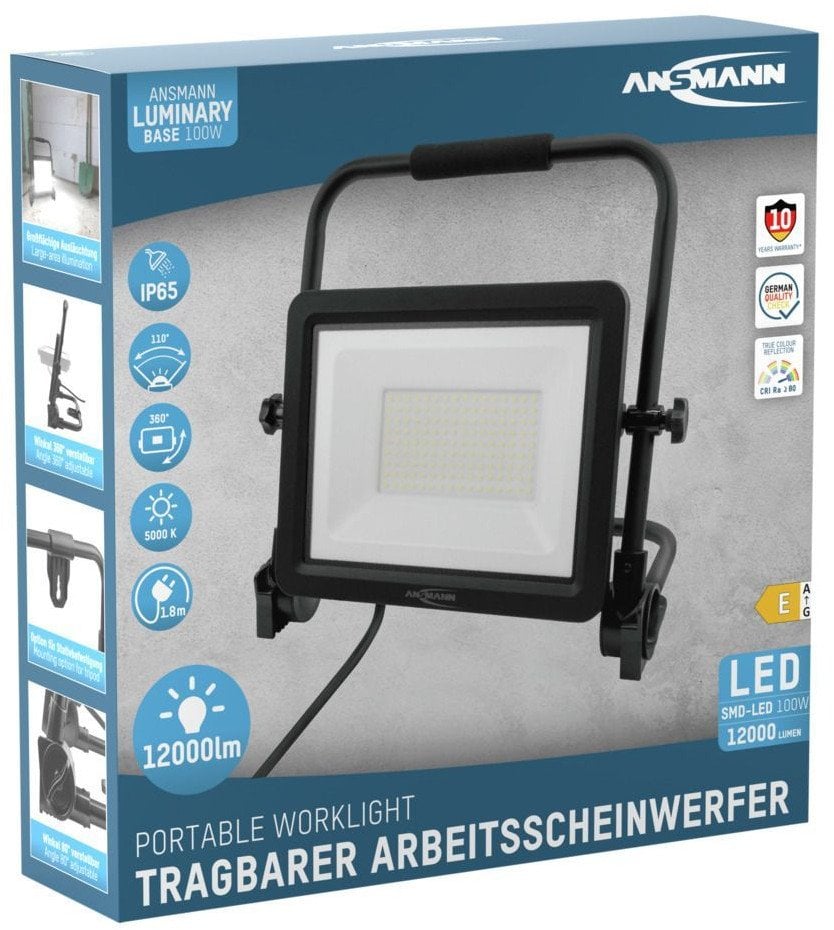 Ansmann FL100W-AC, 100 W, LED, IP65, Black, Flood work light