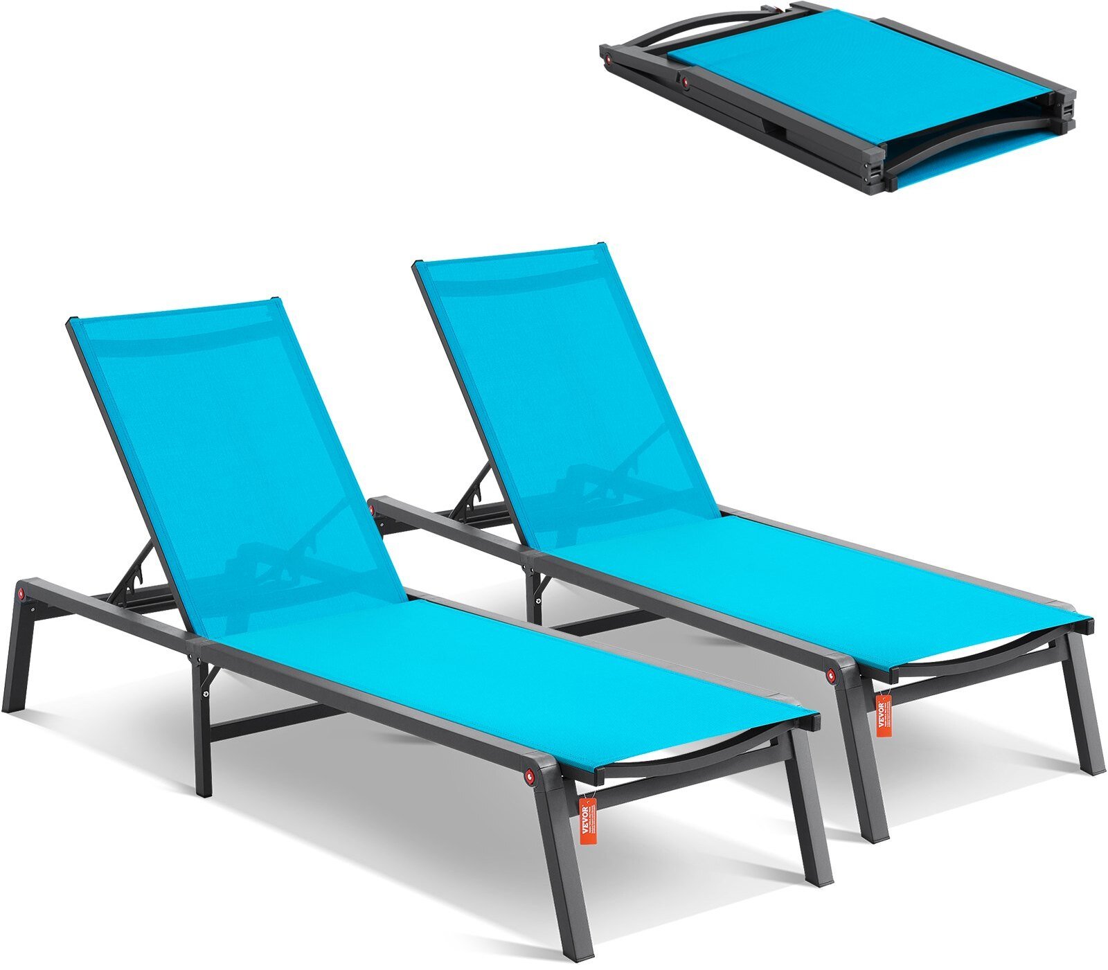 Leżak ogrodowy regulowany 5-poziomowy zestaw 2szt taras patio