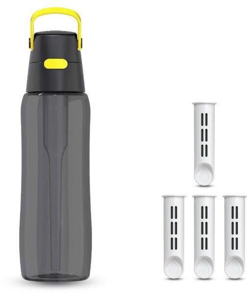 Butelka Filtrująca Dafi SOLID 0,7 Cytrynowa Zbiornik Czarny 4 Filtry