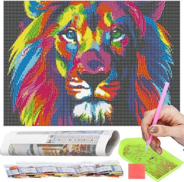 Springos Haft diamentowy lew mozaika diamentowa 40x30 cm UNIWERSALNY