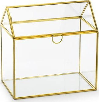 PartyDeco Szklane pudełko na koperty, złoty, 13x21x21cm one size
