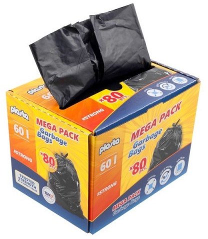 GARBAGE BAGS PLASTA MEGA PACK 60L 80PCS