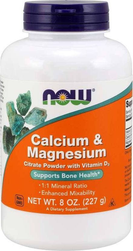 NOW Foods NOW Foods - Wapń i Magnez, Cytrynian w Proszku z Witaminą D3, 227g
