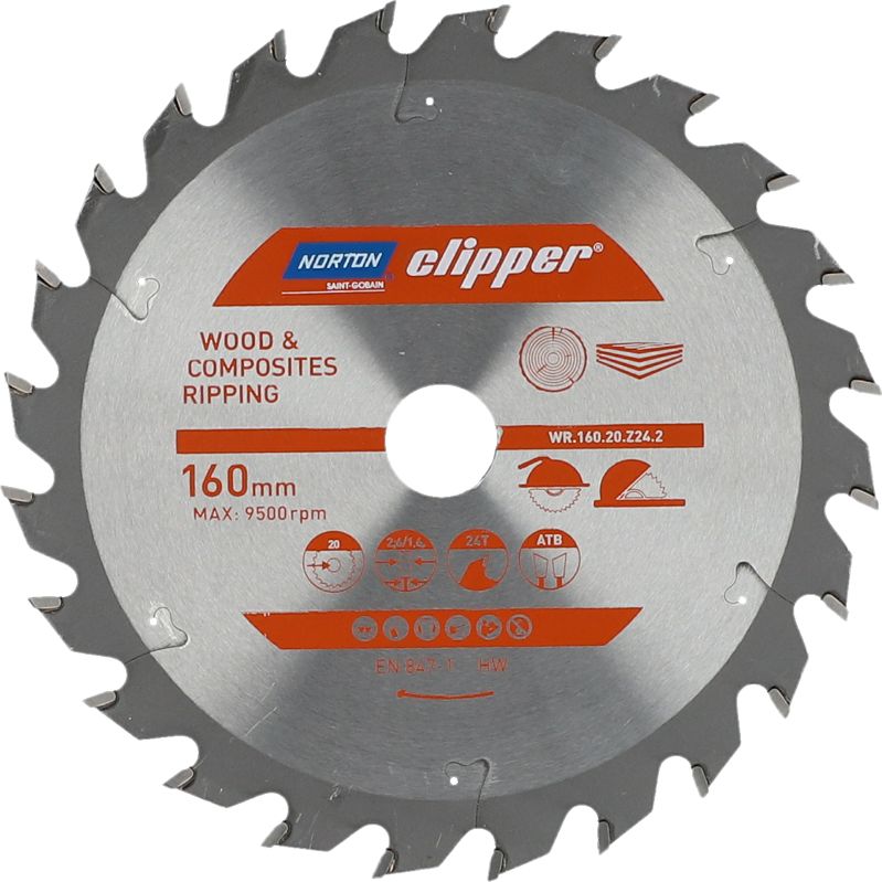 Norton Clipper NORTON PIŁA TARCZOWA 160mm x 20mm x 24z DREWNO I KOMPOZYTY ATB (2,6 / 1,6) N70184608042