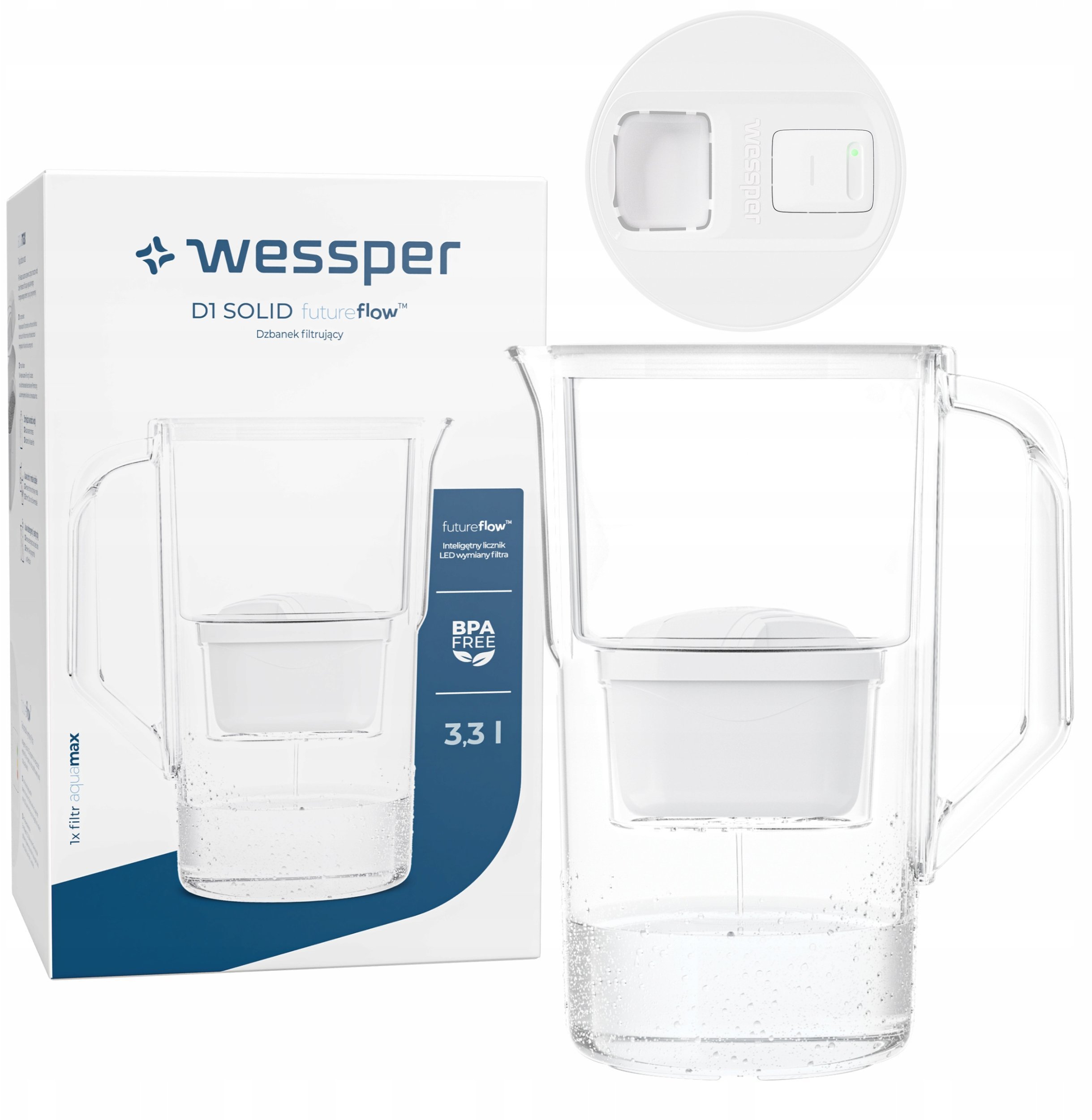Dzbanek filtrujący Wessper Dzbanek D1 SOLID FutureFlow aquamax (WES203-FF-WH)