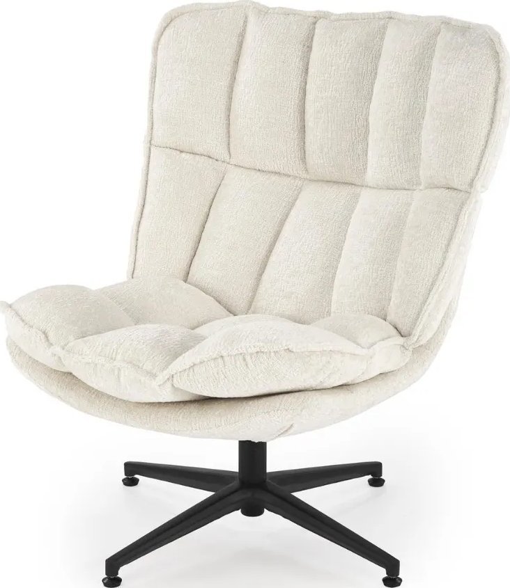 Fotel tapicerowany FOFANA kremowy obracany HALMAR