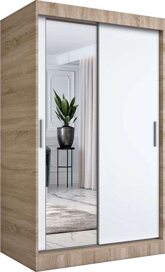 Elior Przesuwna szafa w dekorze dąb sonoma + biały - Lenora 3X