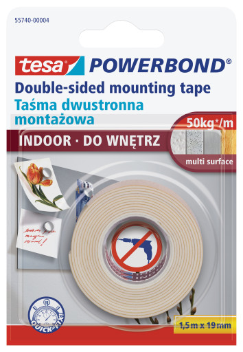 Tesa Taśma dwustronna montażowa POWERBOND do wnętrz 1,5m 19mm H5574004