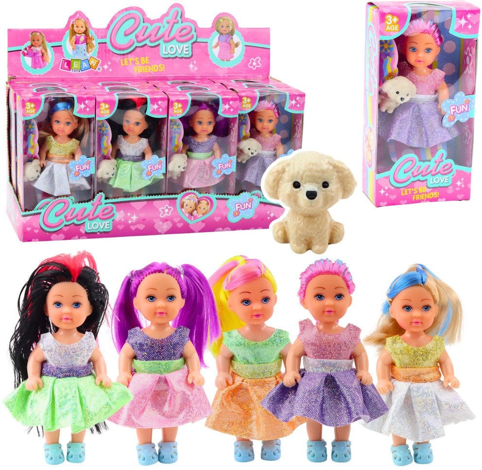 Zestaw Mini Laleczka W Sukience Piesek Lalka Pupil Mix 12cm