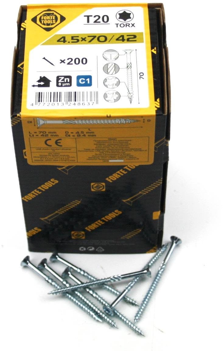 CHIPBOARD SCR T20 4.5X70/42 WHITE ZN(200