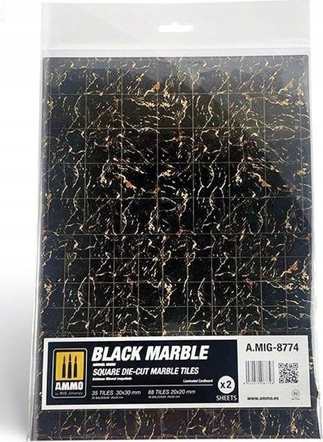 Vallejo Ammo: Black Marble - Square Die-Cut Marble Tiles (2)