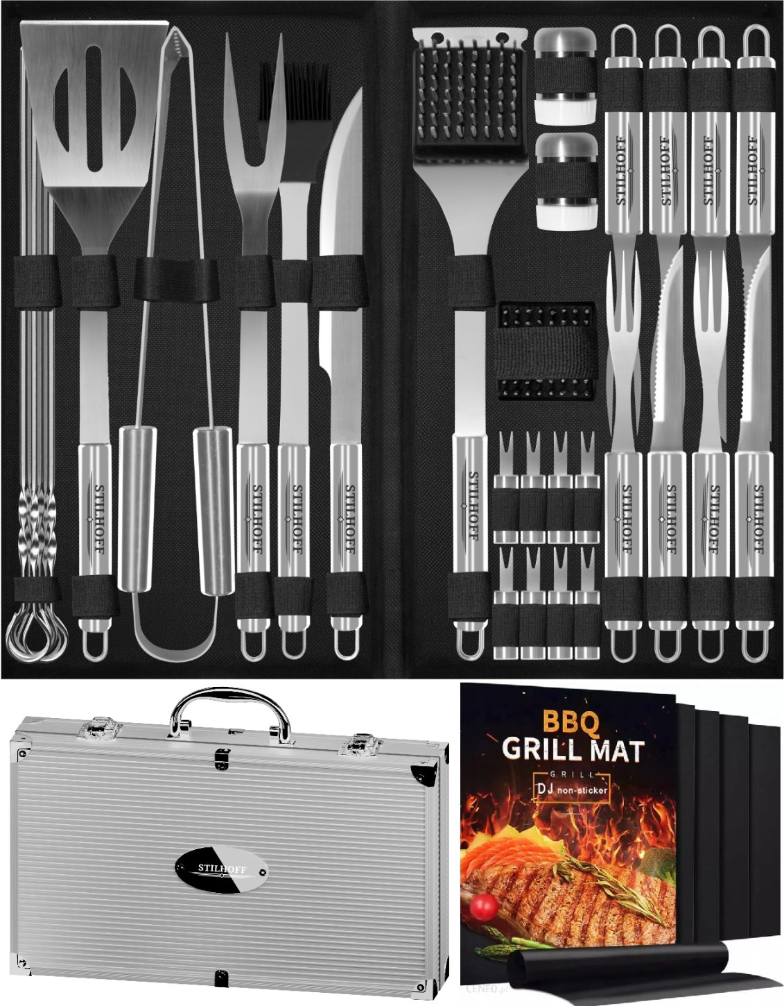 Zestaw sztućce do GRILLA BBQ STILHOFF akcesoria 39szt 33+walizka+5xmata