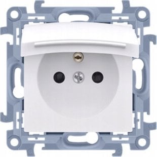 Kontakt-Simon Gniazdo wtyczkowe pojedyncze do wersji IP44 - bez uszczelki - klapka w kolorze pokrywy biały 16A