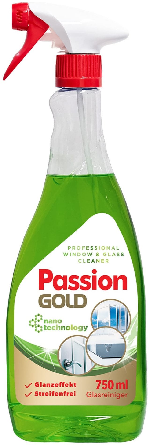 PASSION GOLD Płyn do mycia szyb z octem spirytusowym Zielony 750 ml