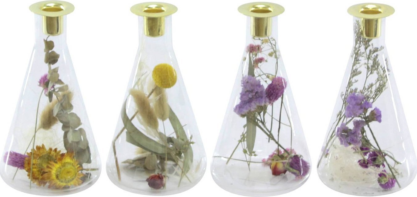Tajemniczy ogród Świecznik szklany suszone kwiaty 18,5 cm