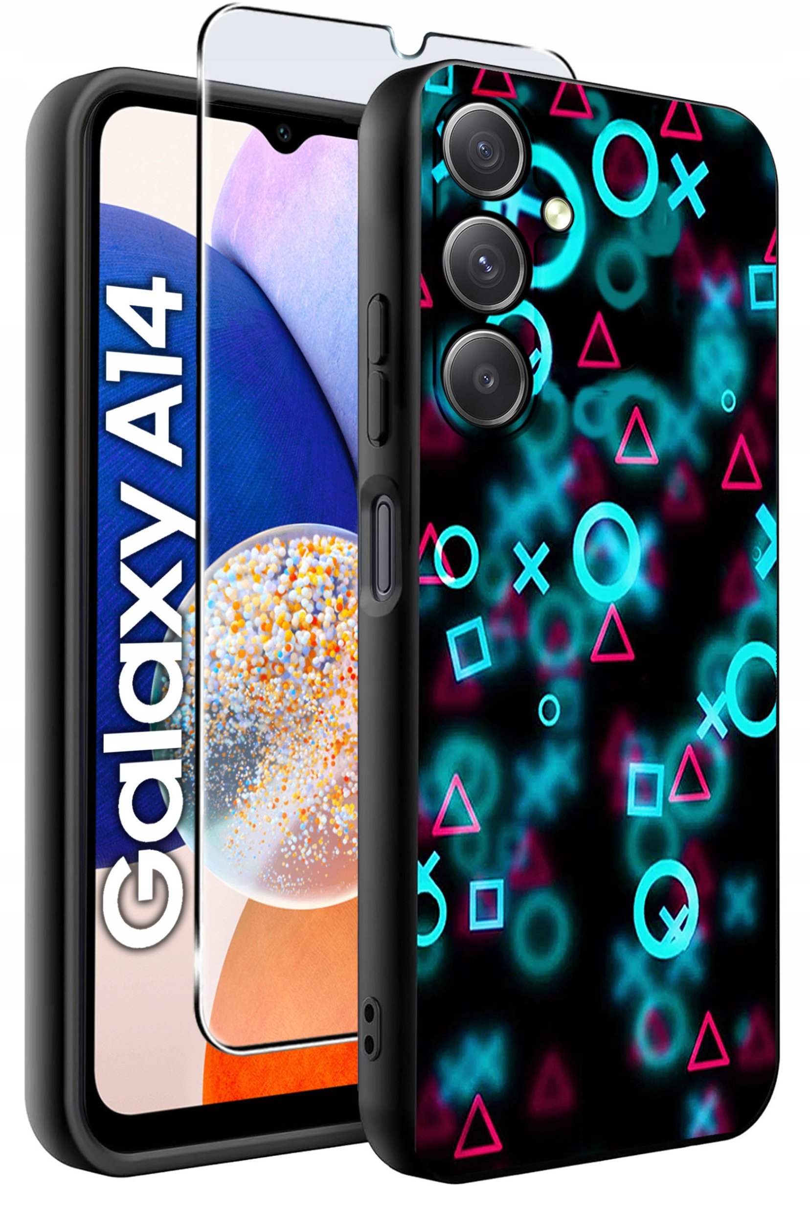 ETUI do Samsung A14 5G WZORY | SILIKONOWE MATT CASE + SZKŁO HARTOWANE 9H