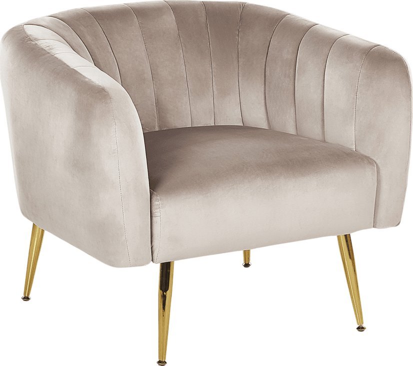 Beliani Fotel welurowy beżowy LACONIA