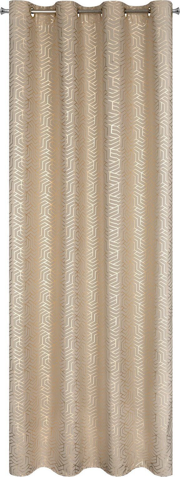 Eurofirany Zasłona zaciemniająca błyszcząca na przelotkach SEMICA 140X250 c. beżowa