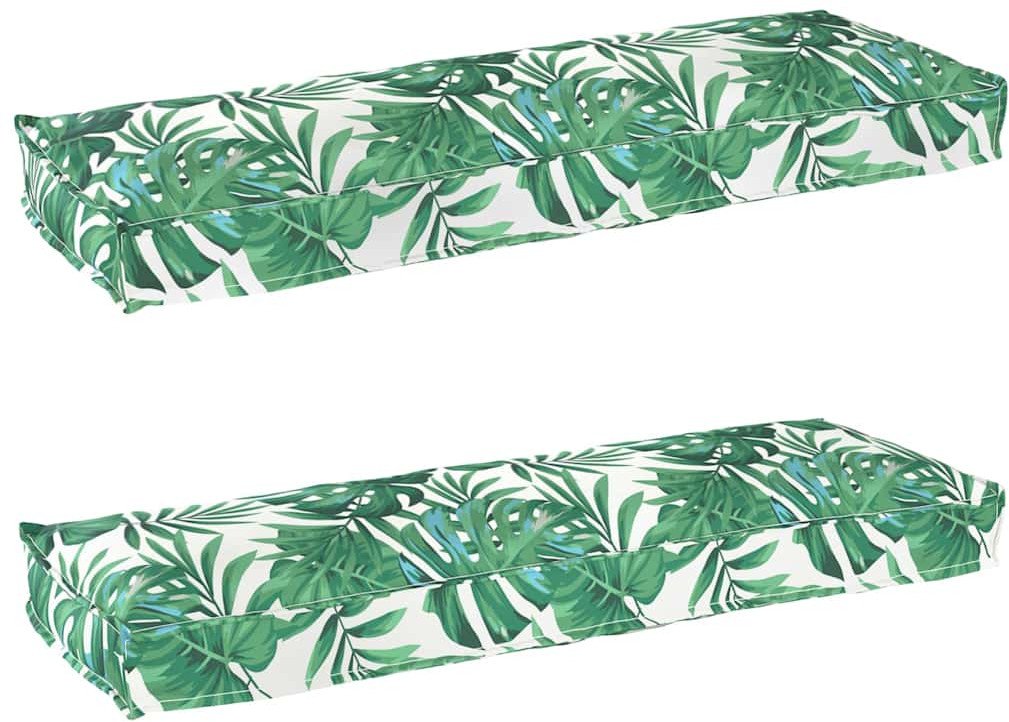 vidaXL Zestaw poduszek na paletę 2 pcs Wzór w liście 120 x 40 x 8 cm