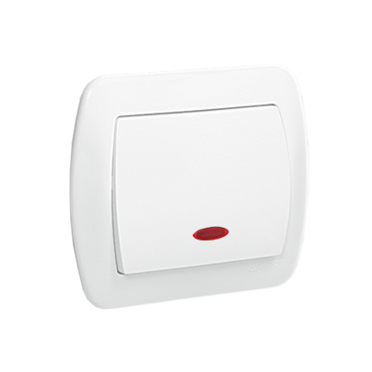 Kontakt-Simon Łącznik jednobiegunowy z podświetleniem AKORD biały - AW1L/11