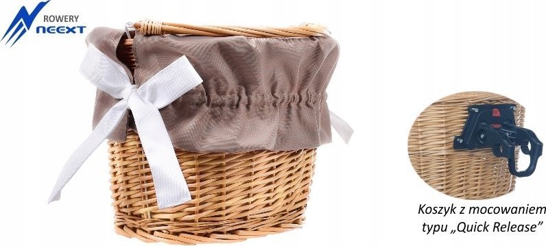 NEEXT Koszyk wiklinowy rowerowy na CLICK z wkładem mat
