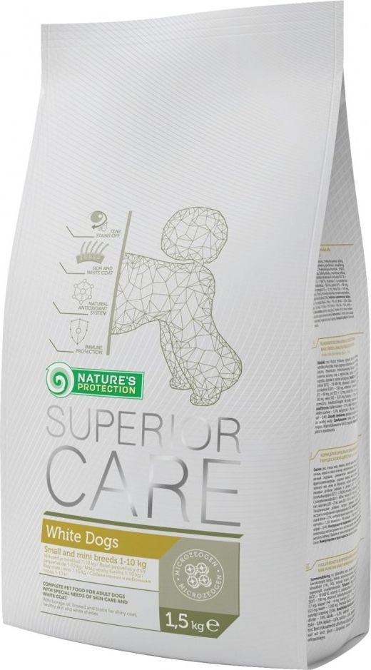Nature’s Protection NATURES PROTECTION Superior Care White Dogs Adult 1,5kg + K9 Whiteness Shampoo - szampon dla białej sierści 300 ml