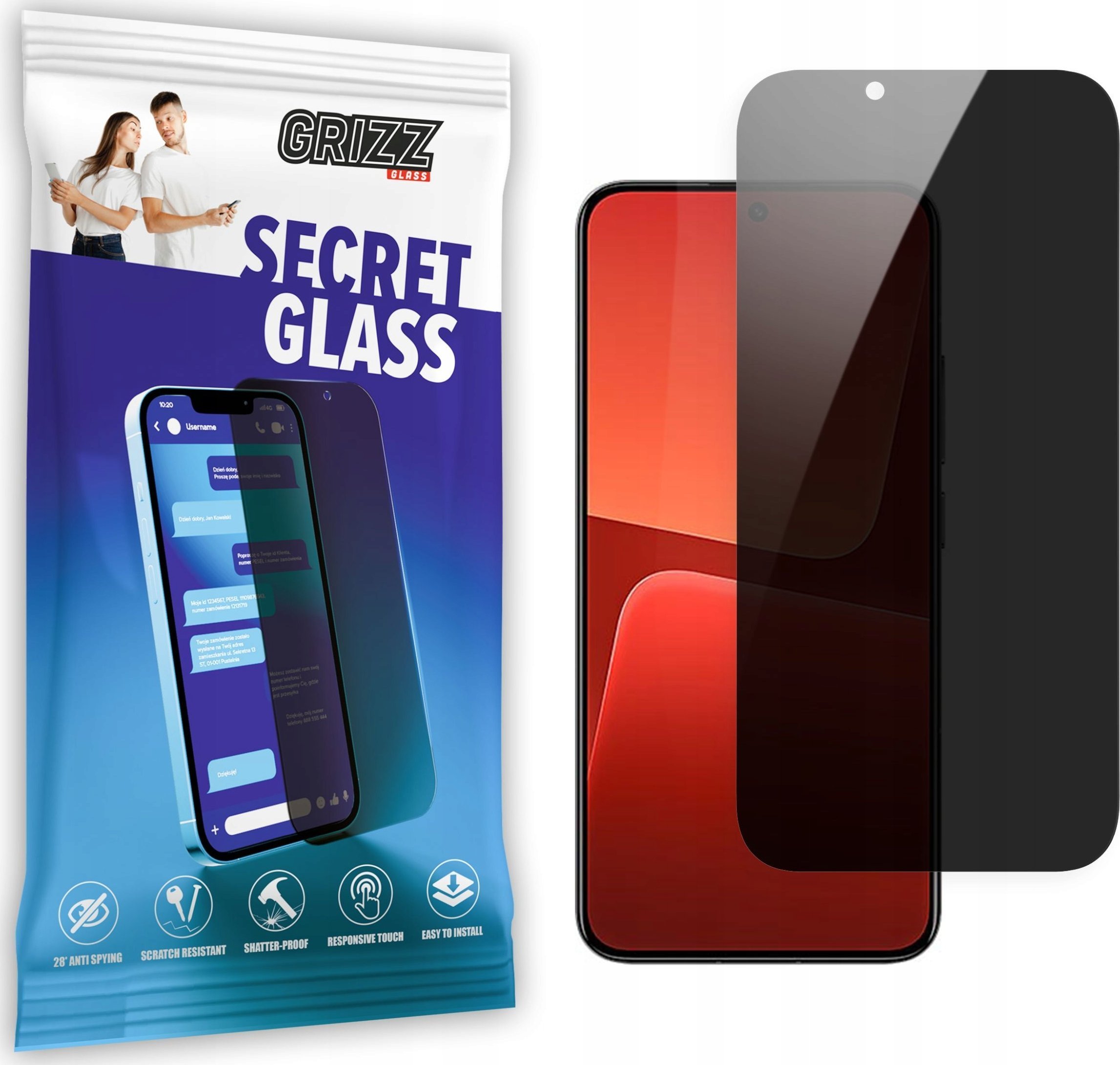 GrizzGlass Szkło prywatyzujące GrizzGlass SecretGlass Xiaomi 13