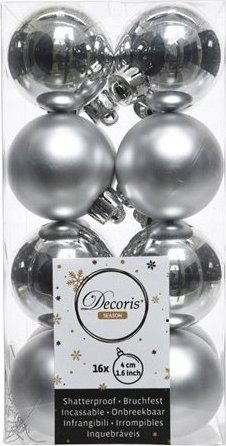 Kaemingk Bombki na choinkę nietłukące srebrne zestaw 16 szt 4 cm