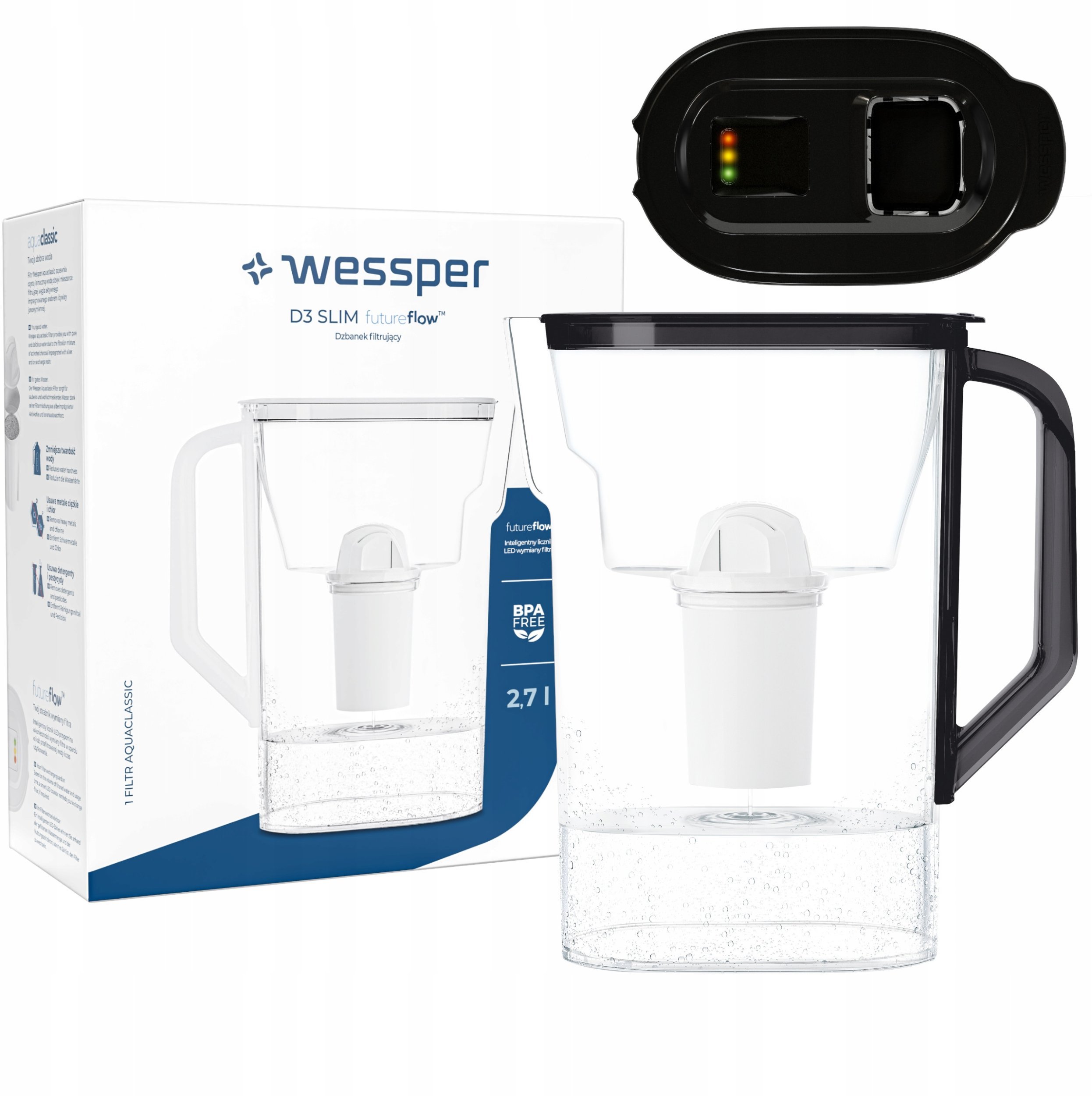 Dzbanek Wessper D3 SLIM FutureFlow Aquaclassic (WES206-FF-BK)