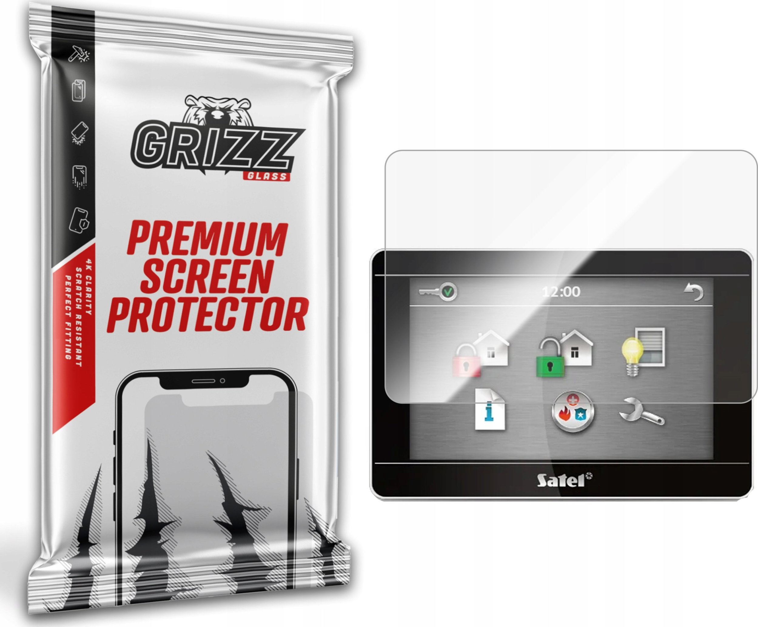 Etui do nawigacji GrizzGlass Folia ceramiczna GrizzGlass CeramicFilm do manipulatora alarmowego Satel INT-TSH-BSB 7"
