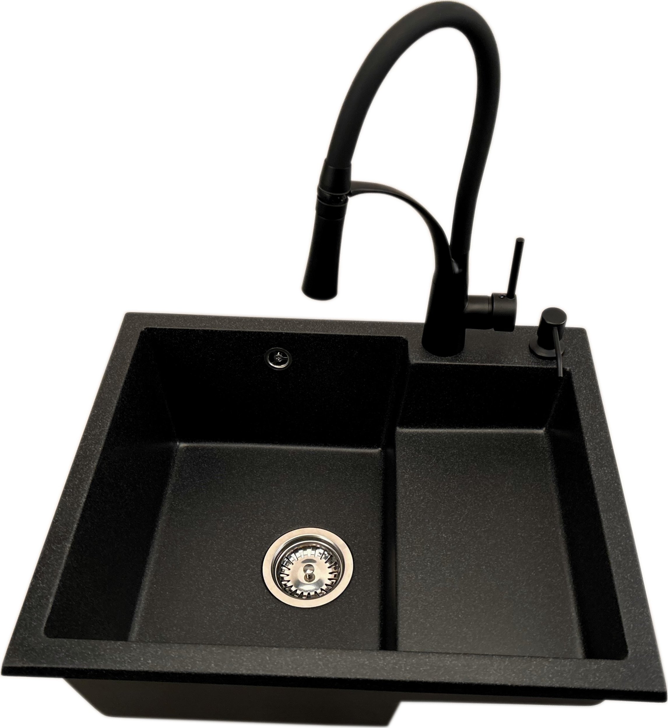 Zlewozmywak PREHNIT Zlewozmywak jednokomorowy COMAZ grafit + bateria NEXO + dozownik