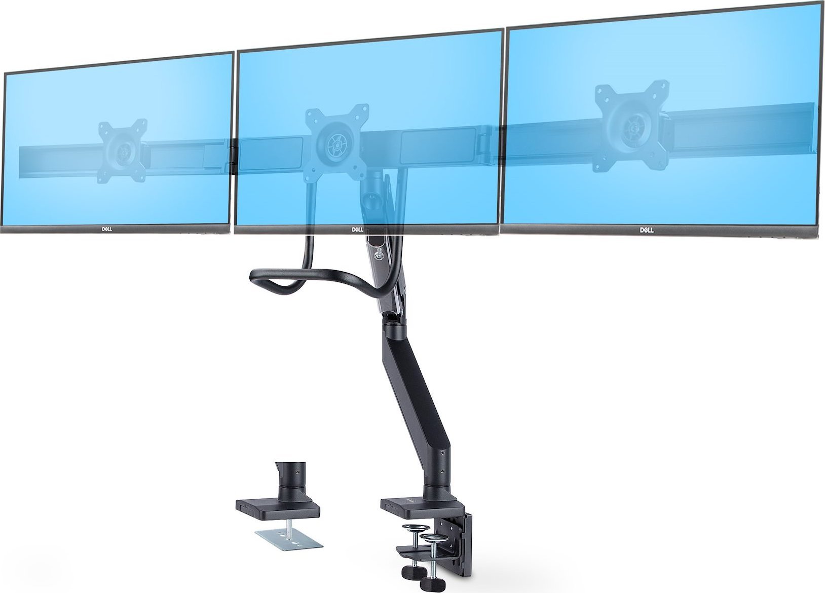 StarTech StarTech 3M1A3SG-MONITOR-ARM uchwyt / stojak do monitorów 68,6 cm (27") Biurko Czarny, Srebrny